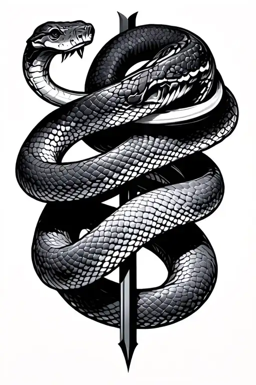 Coral Snake Wrapped Around Arrow Design