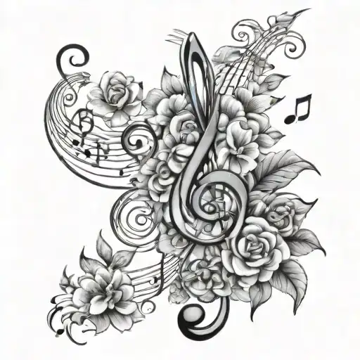 Music Notes With Flowers Wrapped