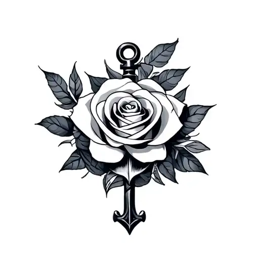 Navy Anchor Rose Intertwined