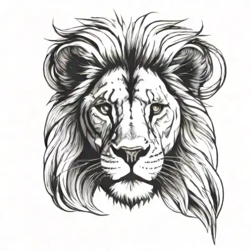 Really Minimalistic Lion Headshot Line Art