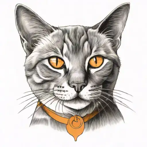 Orange Cat That Is Fading Tattoo