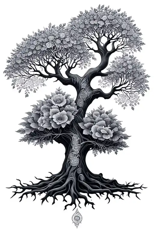 Mandala Family Tree Growing Tattoo