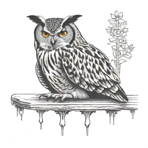 Realistic Piano Bengal-eagle Owl Perched