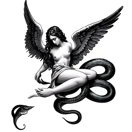 Serpent Wrapped Around Fallen Angel