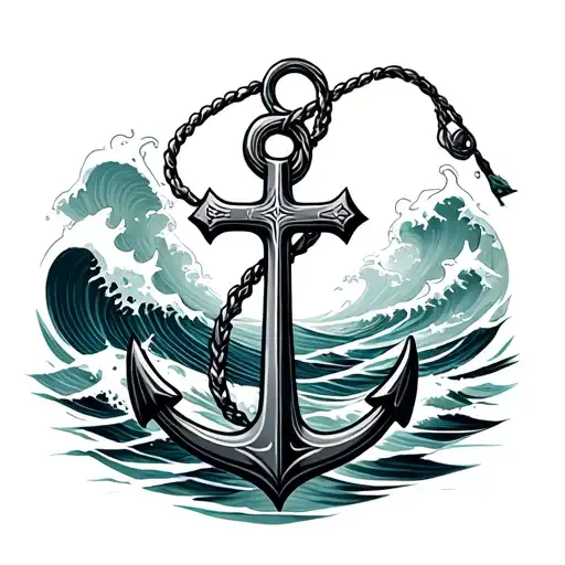 Cross Anchor Connected Waves Crashing In The Background