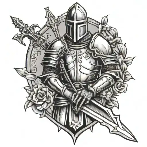 Dead Teutonic Knight Holding A Sword