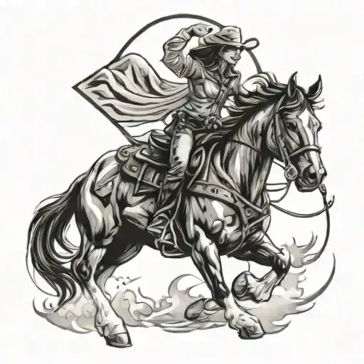 Cowgirl Western Roping Cattle