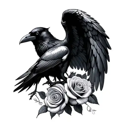 Raven Wings And Roses