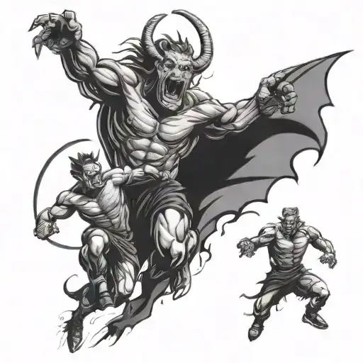 Family God Demons Fighting Soccer Field Brotherhood