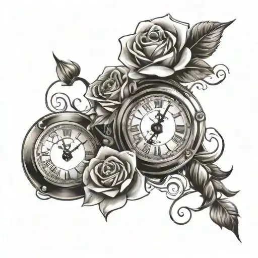 Clock With Playing Cards And Roses