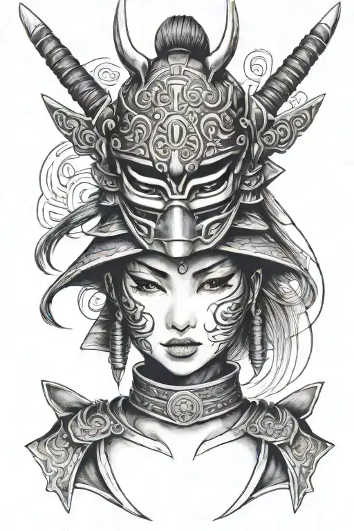 Girl Behind Samurai Mask