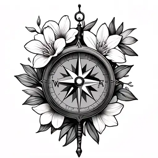Compass With Dafodils And Poinssetias