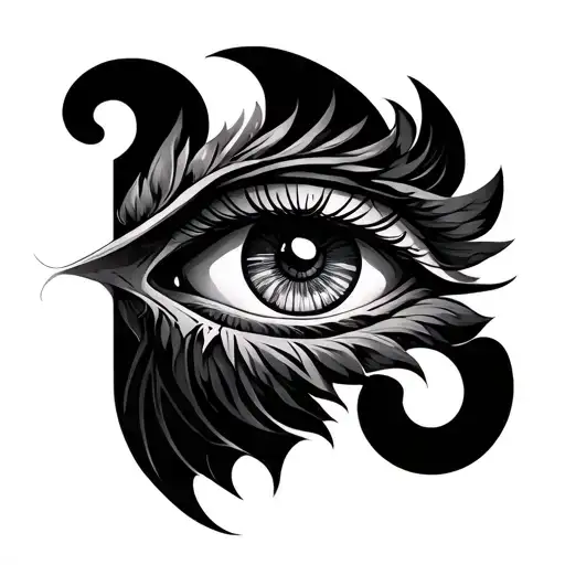 Simple Ancient Modern Eye Design With A Wing On The Side