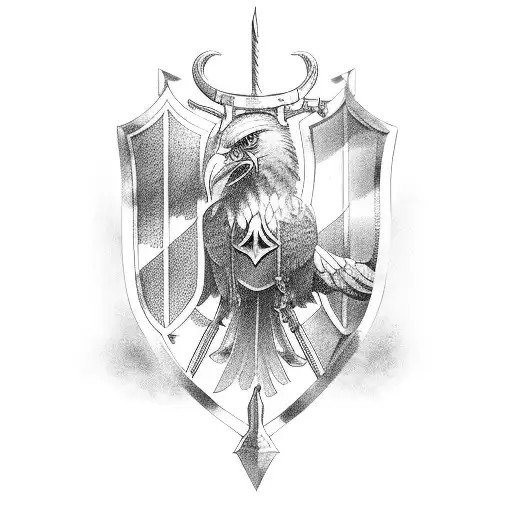 Cletic Vking Sword And Sheild And Eagle