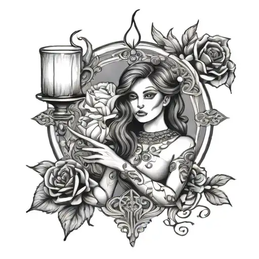 Sexy Girl Holding Candle