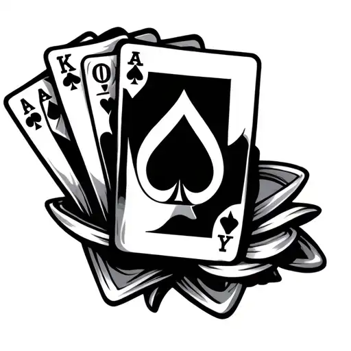 Gambling Themed Tattoo With Cards Surrounded