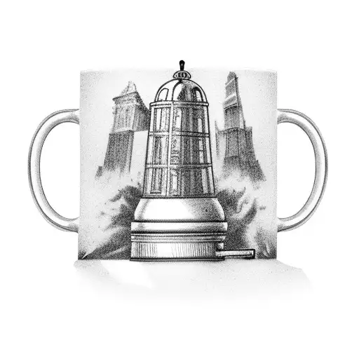 A Steaming Coffee Mug With Historical Landmarks As The Steam