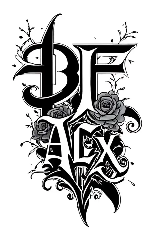 Church Style Tattoo With Middle Lettering Bf Alex