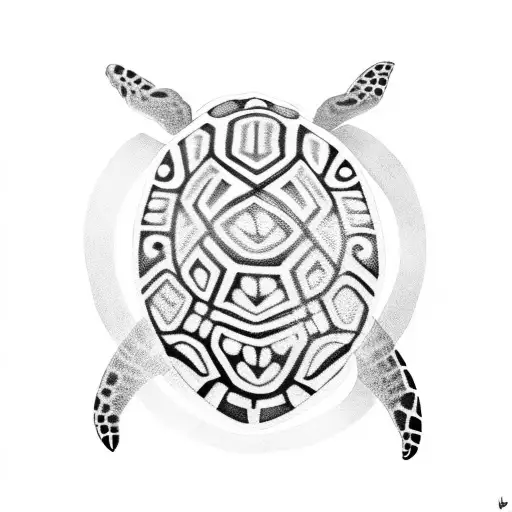 Fijian Turtle With Tribal Patterns