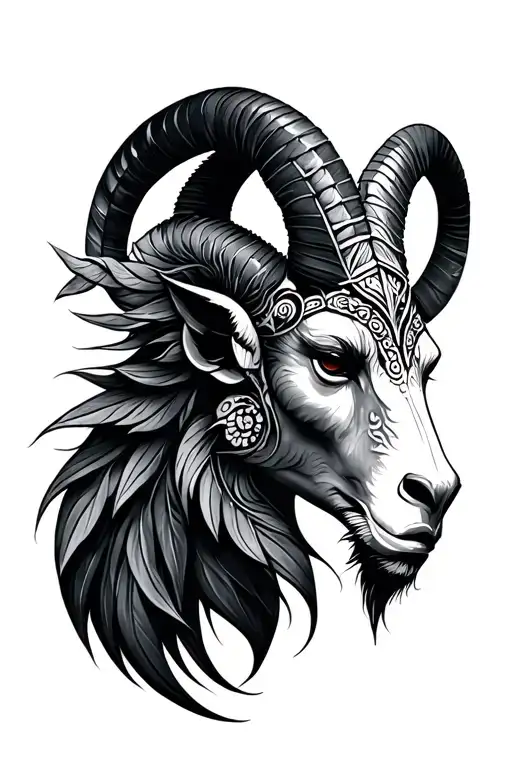 Polynesian Style Tattoo Combined With Capricorn