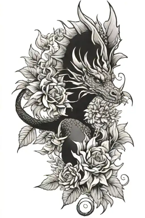 Dainty Dragon And Flowers