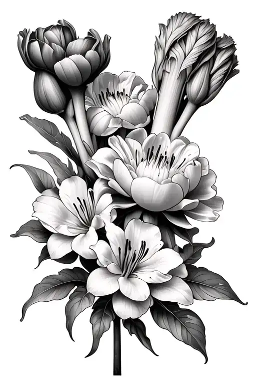 Lily Peonies And Giant Leek