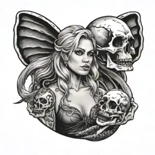 Mermaid With Rhea Ripley's Holding A Skull