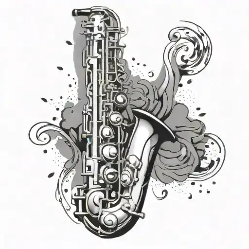 Soprano Saxophone With Skin Tear Background Black