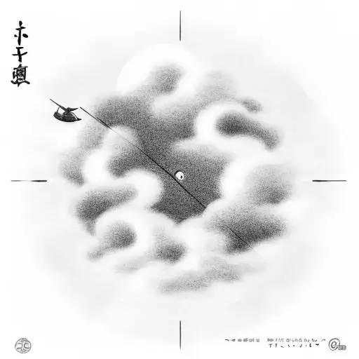 Japanese Clouds Forming A Frame Around An Enso Circle