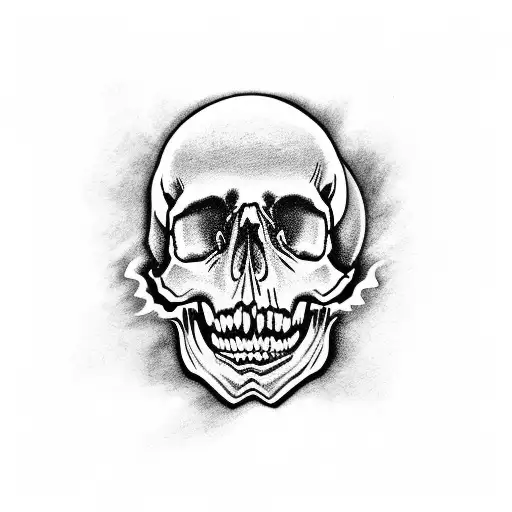 Screaming Skull On Fire With Engine Parts