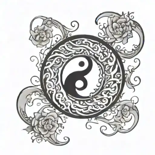Yin And Yang Cancer Creative Tattoo Outline