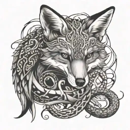 Fox Intertwined With Snake Bones