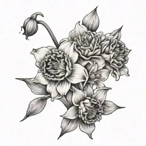 Bouquet Fine Line Daffodil And Marigold