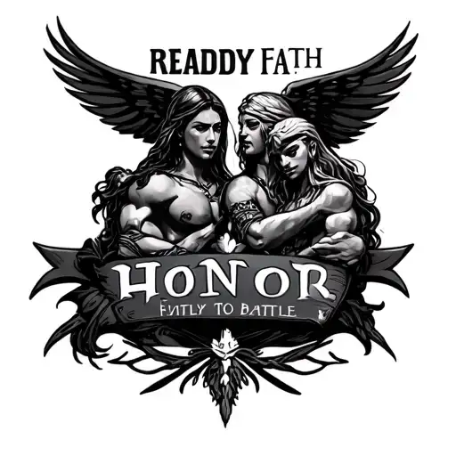 Family Faith Strength Integrity Honor Drawn Ready To Battle