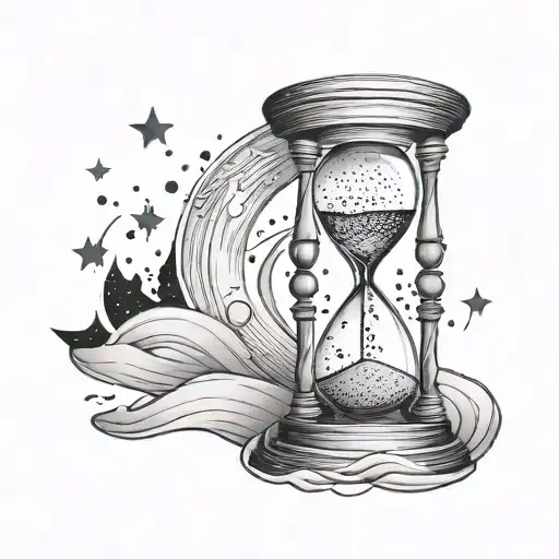 Hourglass Filled With The Night Sky With Stars Falling Like Sand