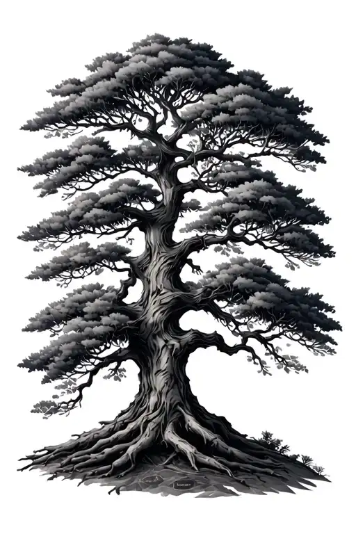 Tree With Name In The Middle Tattoo