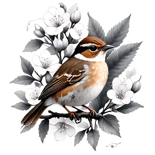 Wren Bird Blackthorn Blossom Flowers