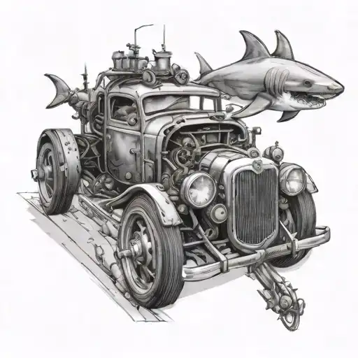 Combine A Vintage Car With A Mechanical Shark For A Steampunk Twist