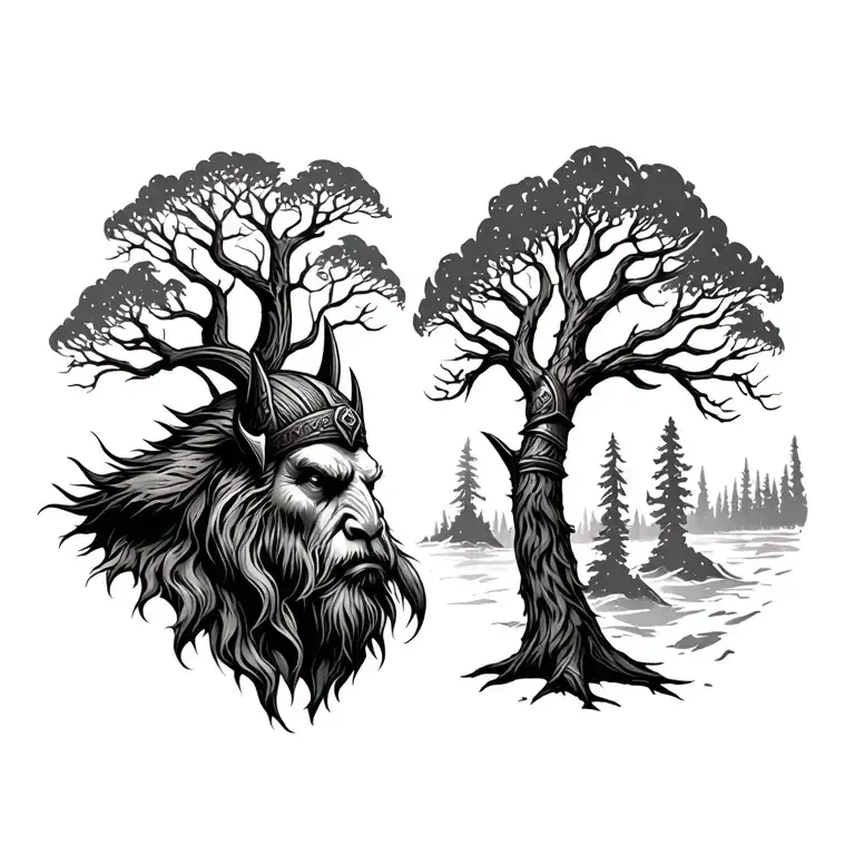 Viking Incorporating Elements Like Trees