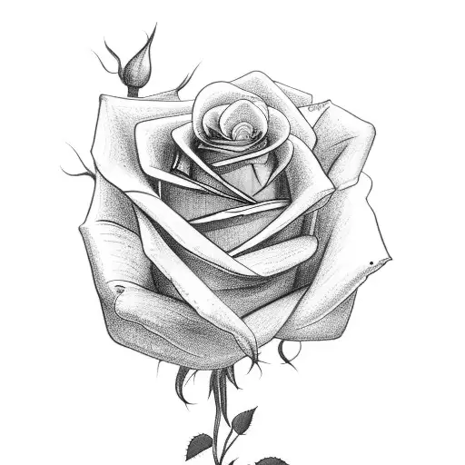 A Tattoo Of A Rose Bouquet Intertwined With Work-related Objects