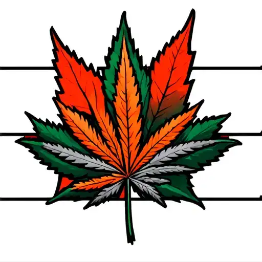 Weed Intertwined Canadian Flag Orange Weed Leaf
