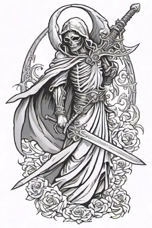 Cloaked Angel Of Death Holding Sword