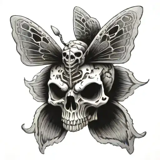 Death Moth Skull With Background Representing The Client's Love