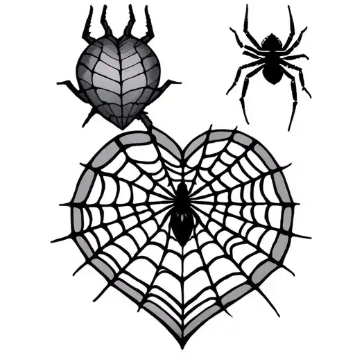 Spiderweb In The Shape Of A Heart And A Spider On It