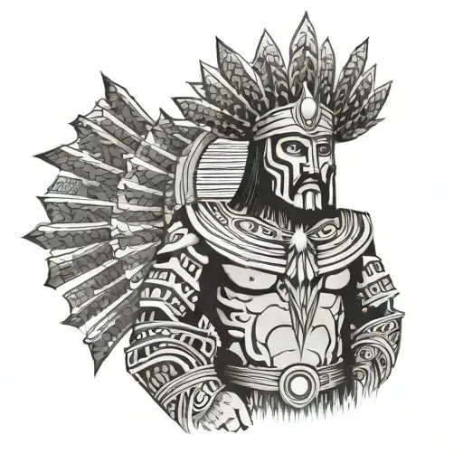 Aztec King Wearing A V For Vendetta Hacking With Binary Code Raining From The Sky