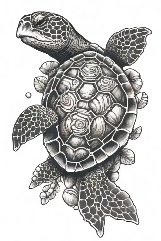 Sea Turtle With Shells Made