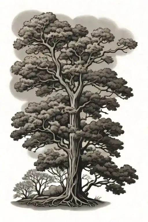 Right Side Of An Oak Tree Tattoo