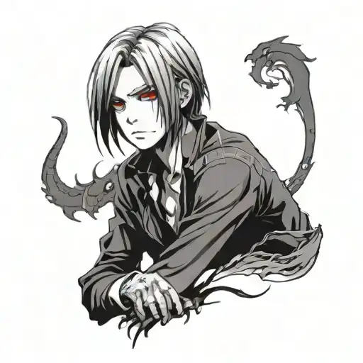 A Detailed Portrait Of Rize Kamishiro From Tokyo Ghoul In A Black-grey Style