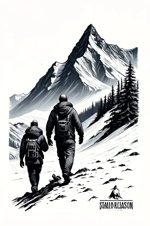 Guy Walking Towards Mountain Forearm