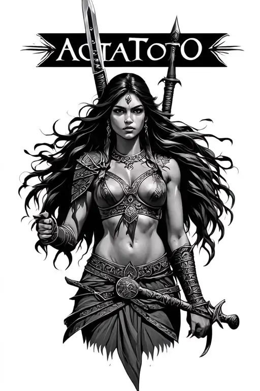 Amazonian Warrior Woman Holding A Sword